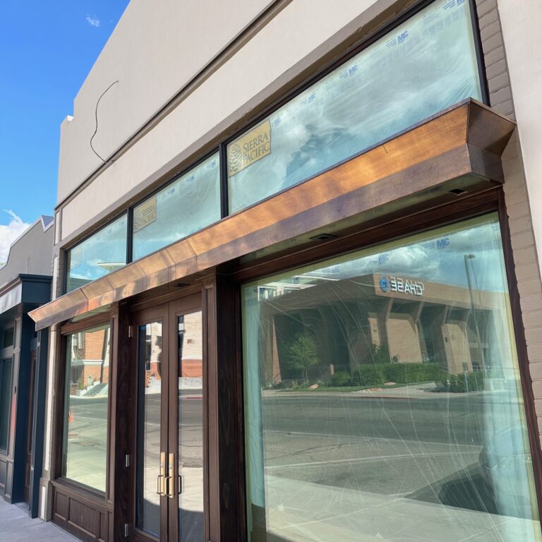 Nelson Mathis Mercantile building with metallic touches created by Coppertop Metals.